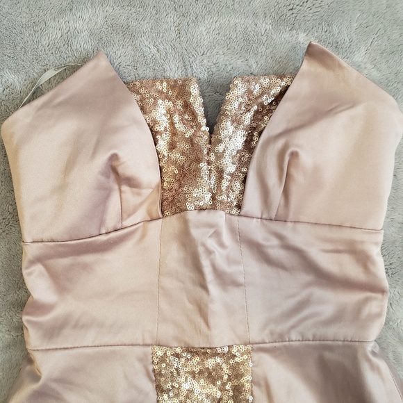 🏷NEW ASOS Petite Midi Dress in Tan/Gold Sequins - Picture 7 of 7